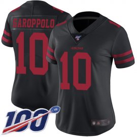 Nike San Francisco 49ers #10 Jimmy Garoppolo Black Alternate Womens Stitched NFL 100th Season Vapor Limited Jersey