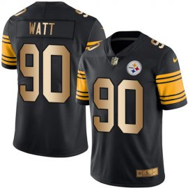 Nike Pittsburgh Steelers #90 T. J. Watt Black Mens Stitched NFL Limited Gold Rush Jersey