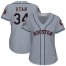 Houston Astros #34 Nolan Ryan Grey Road 2019 World Series Bound Womens Stitched MLB Jersey