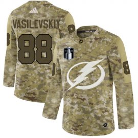 Adidas Tampa Bay Lightning #88 Andrei Vasilevskiy Camo 2022 Stanley Cup Final Patch Authentic Stitched NHL Jersey Mens