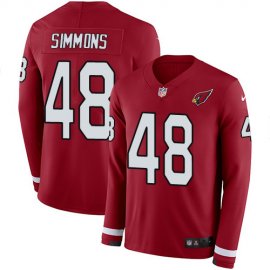 Nike Arizona Cardinals #48 Isaiah Simmons Red Team Color Mens Stitched NFL Limited Therma Long Sleeve Jersey