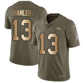 Nike Denver Broncos #13 KJ Hamler Olive/Gold Mens Stitched NFL Limited 2017 Salute To Service Jersey