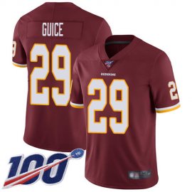 Nike Washington Football Team #29 Derrius Guice Burgundy Red Team Color Mens Stitched NFL 100th Season Vapor Limited Jersey