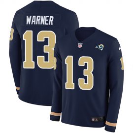 Nike Los Angeles Rams #13 Kurt Warner Navy Blue Team Color Mens Stitched NFL Limited Therma Long Sleeve Jersey
