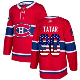 Adidas Montreal Canadiens #90 Tomas Tatar Red Home Authentic USA Flag Stitched NHL Jersey