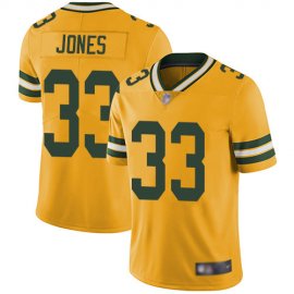 Nike Green Bay Packers #33 Aaron Jones Yellow Youth Stitched NFL Limited Rush Jersey