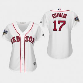 Boston Red Sox #17 Nathan Eovaldi White Home 2018 World Series Womens Stitched MLB Jersey