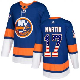 Adidas New York Islanders #17 Matt Martin Royal Blue Home Authentic USA Flag Stitched NHL Jersey