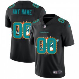 Miami Dolphins Custom Mens Nike Team Logo Dual Overlap Limited NFL Jersey Black