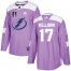 Adidas Tampa Bay Lightning #17 Alex Killorn Purple Authentic 2022 Stanley Cup Final Patch Youth Fights Cancer Stitched NHL Jersey Youth