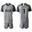 Tottenham Hotspur #1 Lloris Grey Goalkeeper Soccer Club Jersey
