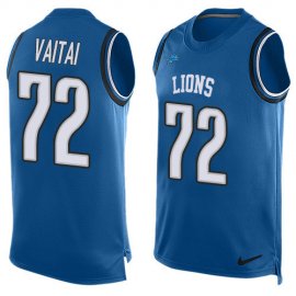 Nike Detroit Lions #72 Halapoulivaati Vaitai Blue Team Color Mens Stitched NFL Limited Tank Top Jersey