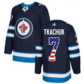 Adidas Winnipeg Jets #7 Keith Tkachuk Navy Blue Home Authentic USA Flag Stitched NHL Jersey