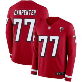 Nike Atlanta Falcons #77 James Carpenter Red Team Color Mens Stitched NFL Limited Therma Long Sleeve Jersey