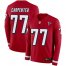 Nike Atlanta Falcons #77 James Carpenter Red Team Color Mens Stitched NFL Limited Therma Long Sleeve Jersey