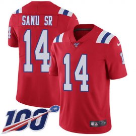 Nike New England Patriots #14 Mohamed Sanu Sr Red Alternate Mens Stitched NFL 100th Season Vapor Limited Jersey