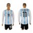 Argentina #11 Di Maria Home Long Sleeves Soccer Country Jersey