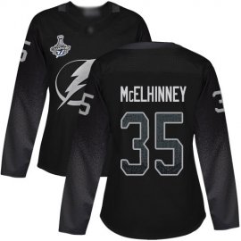 Adidas Tampa Bay Lightning #35 Curtis McElhinney Black Alternate Authentic Womens 2020 Stanley Cup Champions Stitched NHL Jersey