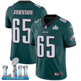 Nike Philadelphia Eagles #65 Lane Johnson Midnight Green Team Color Super Bowl LII Mens Stitched NFL Vapor Untouchable Limited Jersey