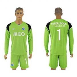 Oporto #1 I.Casillas Green Goalkeeper Long Sleeves Soccer Club Jersey