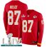 Nike Kansas City Chiefs #87 Travis Kelce Red Super Bowl LIV 2020 Team Color Mens Stitched NFL Limited Therma Long Sleeve Jersey