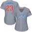 Chicago Cubs #23 Ryne Sandberg Grey Road Womens Stitched MLB Jersey