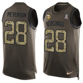 Nike Minnesota Vikings #28 Adrian Peterson Green Mens Stitched NFL Limited Salute To Service Tank Top Jersey