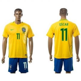 Brazil #11 Oscar Home Soccer Country Jersey