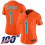 Nike Miami Dolphins #1 Tua Tagovailoa Orange Womens Stitched NFL Limited Inverted Legend 100th Season Jersey