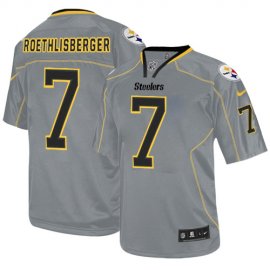 Nike Pittsburgh Steelers #7 Ben Roethlisberger Lights Out Grey Mens Stitched NFL Elite Jersey