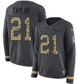 Nike Washington Football Team #21 Sean Taylor Anthracite Salute to Service Womens Stitched NFL Limited Therma Long Sleeve Jersey