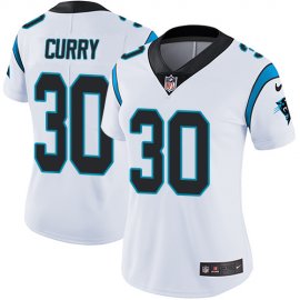 Nike Carolina Panthers #30 Stephen Curry White Womens Stitched NFL Vapor Untouchable Limited Jersey