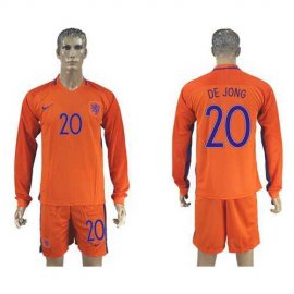 Holland #20 De Jong Home Long Sleeves Soccer Country Jersey
