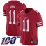 Nike San Francisco 49ers #11 Brandon Aiyuk Red Team Color Youth Stitched NFL 100th Season Vapor Untouchable Limited Jersey
