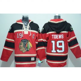 Chicago Blackhawks #19 Jonathan Toews Red Sawyer Hooded Sweatshirt Stitched NHL Jersey