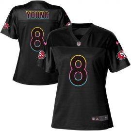 Nike San Francisco 49ers #8 Steve Young Black Womens NFL Fashion Game Jersey