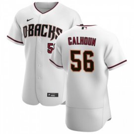 Arizona Diamondbacks #56 Kole Calhoun Mens Nike White Crimson Authentic Home Team MLB Jersey