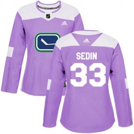 Adidas Vancouver Canucks #33 Henrik Sedin Purple Authentic Fights Cancer Womens Stitched NHL Jersey