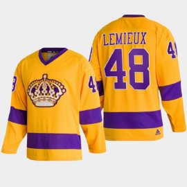 Adidas Los Angeles Kings #48 Brendan Lemieux Team Classics Gold Mens NHL 2022 Throwback Jersey Mens