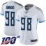 Nike Tennessee Titans #98 Jeffery Simmons White Womens Stitched NFL 100th Season Vapor Limited Jersey