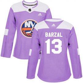 Adidas New York Islanders #13 Mathew Barzal Purple Authentic Fights Cancer Womens Stitched NHL Jersey