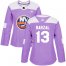 Adidas New York Islanders #13 Mathew Barzal Purple Authentic Fights Cancer Womens Stitched NHL Jersey