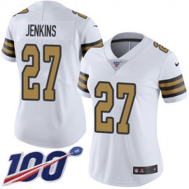 Nike New Orleans Saints #27 Malcolm Jenkins White Womens Stitched NFL Limited Rush 100th Season Jersey