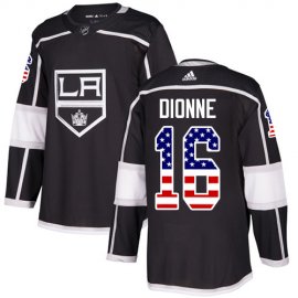 Adidas Los Angeles Kings #16 Marcel Dionne Black Home Authentic USA Flag Stitched NHL Jersey