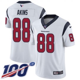 Nike Houston Texans #88 Jordan Akins White Mens Stitched NFL 100th Season Vapor Untouchable Limited Jersey