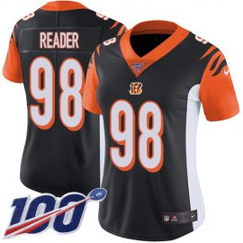 Nike Cincinnati Bengals #98 D.J. Reader Black Team Color Womens Stitched NFL 100th Season Vapor Untouchable Limited Jersey