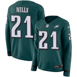 Nike Philadelphia Eagles #21 Jalen Mills Green Team Color Womens Stitched NFL Limited Therma Long Sleeve Jersey