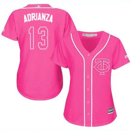 Minnesota Twins #13 Ehire Adrianza Pink Fashion Womens Stitched MLB Jersey