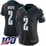Nike Philadelphia Eagles #2 Jalen Hurts Black Alternate Womens Stitched NFL 100th Season Vapor Untouchable Limited Jersey