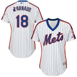 New York Mets #18 Travis dArnaud White(Blue Strip) Alternate Womens Stitched MLB Jersey